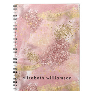Caderno Espiral Artsy Modern Abstrato Blush - Tinta Cintilante Ros
