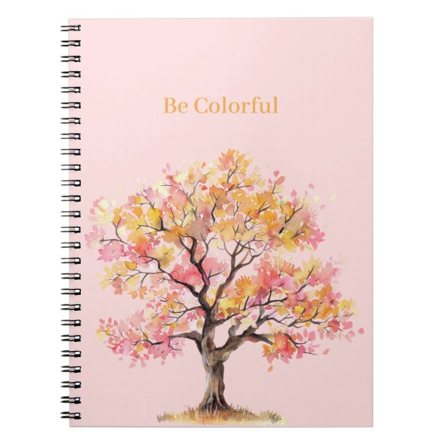 Caderno Espiral Árvore Amarela Rosa (Frente)