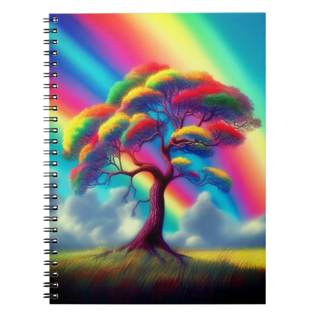 Caderno Espiral Árvore arco-íris (Frente)