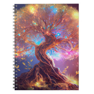Caderno Espiral Árvore Colorida da Vida brilhando