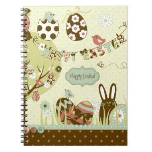 Caderno Espiral Árvore da páscoa e um Clothesline com letras
