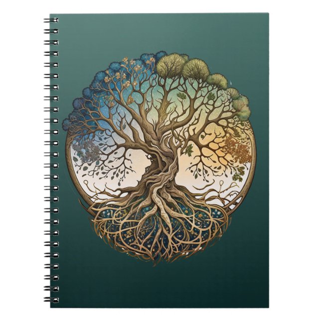 Caderno Espiral Árvore da Vida Fantasia Celta Knot Tree (Frente)