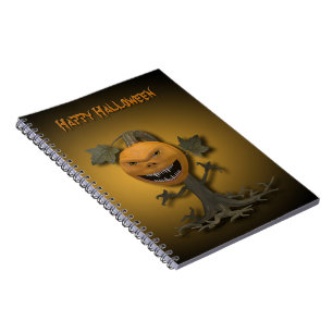 Caderno Espiral Árvore de Abóbora Feliz Halloween