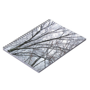 Caderno Espiral Árvore de Carvalho coberta por neve