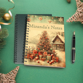 Caderno Espiral árvore de natais vintages personalizada