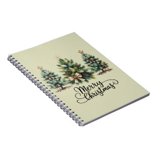 Caderno Espiral Árvore de Natal Alegre Leopardo Laço Coquette Nata