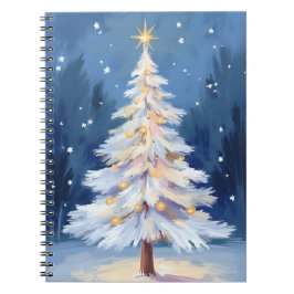 Caderno Espiral Árvore de Natal Branca Inverno Neve
