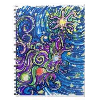 Caderno Espiral Árvore de Natal Cósmica