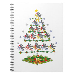 Caderno Espiral Árvore de Natal da Dragonfly Bird, que dá um Natal