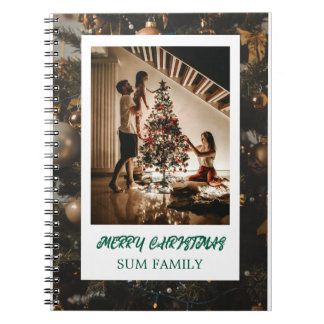 Caderno Espiral Árvore de Natal da Família Elegante Celebração de