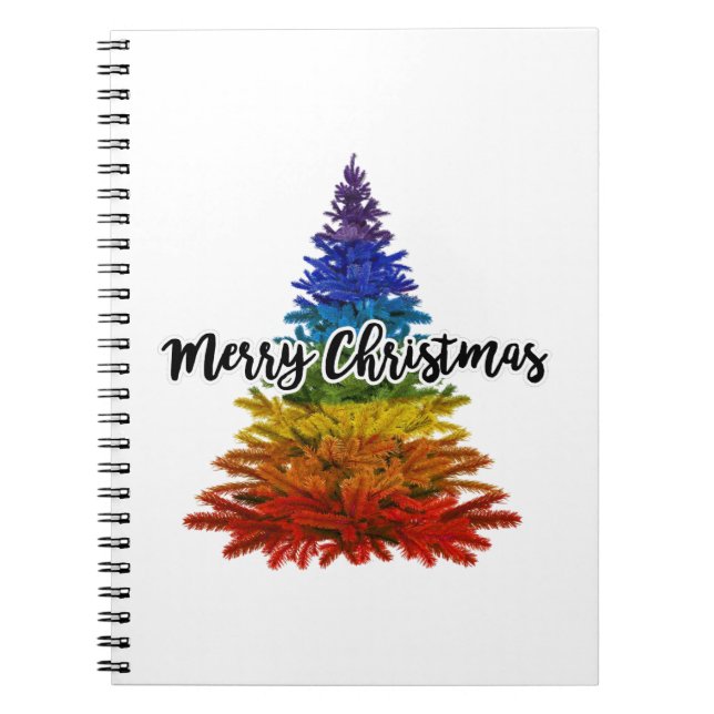Caderno Espiral árvore de natal do arco-íris (Frente)