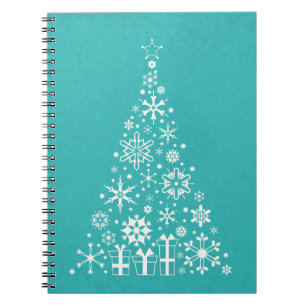 Caderno Espiral Árvore de Natal elegante à moda do branco e da