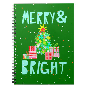 Caderno Espiral Árvore de Natal Feliz e brilhante