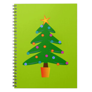 Caderno Espiral Árvore de Natal festiva verde