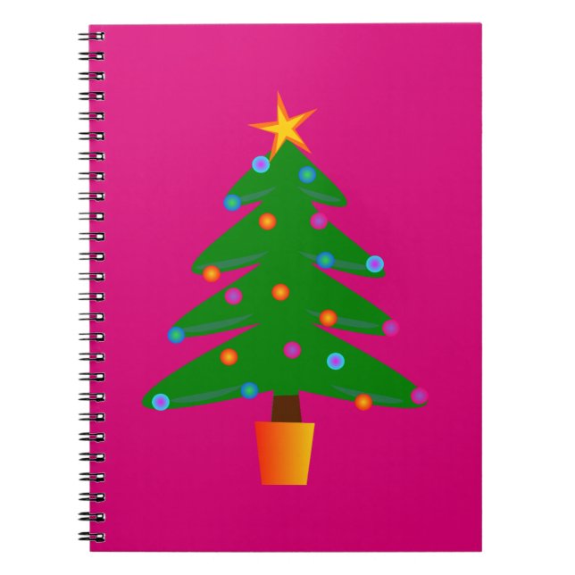 Caderno Espiral Árvore de Natal Festiva Verde (Frente)