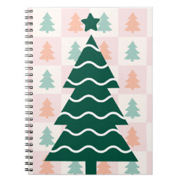 Caderno Espiral Árvore de Natal Fofo Design de Férias.