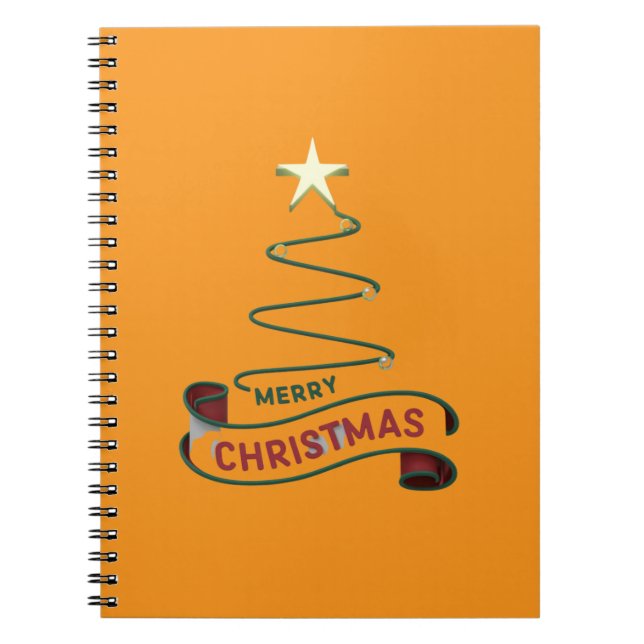 Caderno Espiral Árvore de Natal Magra com Design de Estrela (Frente)