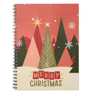 Caderno Espiral Árvore de Natal Merry Retro/Vintage