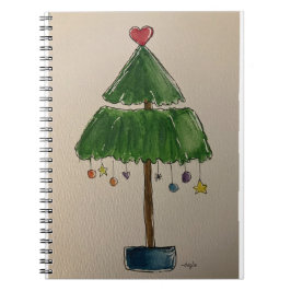 Caderno Espiral Árvore de Natal pintura em aquarela foto