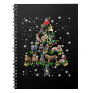 Caderno Espiral Árvore De Natal Pitbull Coberta Por Lâmpada