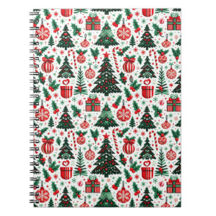 Caderno Espiral Árvore de Natal, presentes, cana doce