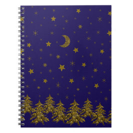 Caderno Espiral Árvore de Natal Sparkasse, lua, estrelas