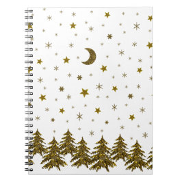 Caderno Espiral Árvore de Natal Sparkasse, lua, estrelas