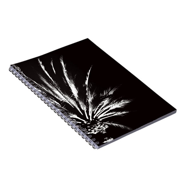 Caderno Espiral Árvore de Palma Preta e Branca (Lado Direito)