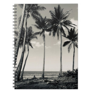 CADERNO ESPIRAL ÁRVORE DE PALMA TROPICAL NA PRAIA