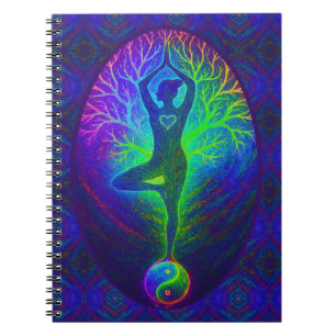 Caderno Espiral Árvore de Yoga Paz Arco-íris