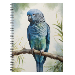 Caderno Espiral Árvore Eucalyptus de periquito azul de aquarela