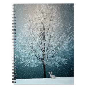 Caderno Espiral Árvore gelada à noite