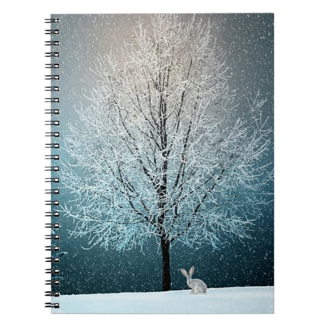 Caderno Espiral Árvore gelada à noite (Frente)