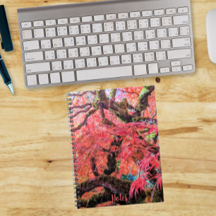 Caderno Espiral Árvore Japonesa Bordada Colorida