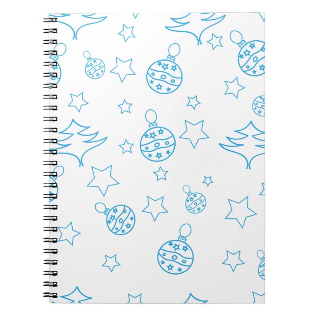 Caderno Espiral Árvore natalícia, estrelas e bolas - simples sem c (Frente)