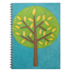 Caderno Espiral Árvore Verde com Folhas Amarelas por Chariklia Zar