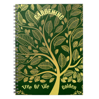 Caderno Espiral Árvore Verde Ouro De Jardinagem Verde