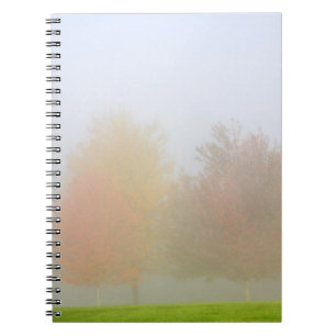 Caderno Espiral Árvores da queda encobertas na névoa