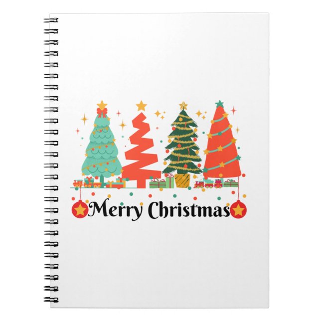 Caderno Espiral Árvores de Natal Feliz Natal (Frente)