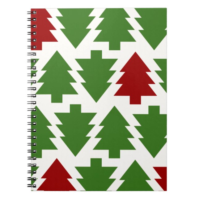 Caderno Espiral Árvores de Natal Padrão de Feriado (Frente)