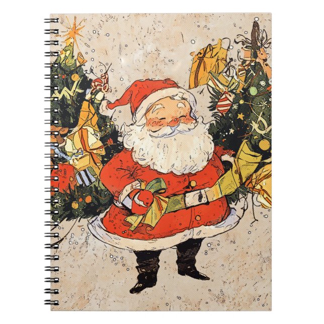 Caderno Espiral Árvores de Natal papais noeis (Frente)