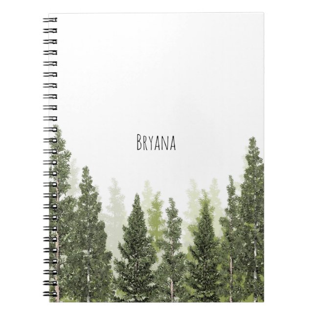 Caderno Espiral Árvores de Pinheiro Rústicas País Simples (Frente)