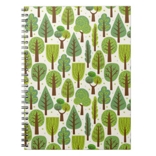 Caderno Espiral Árvores de Verão: Padrão Verde Invisível
