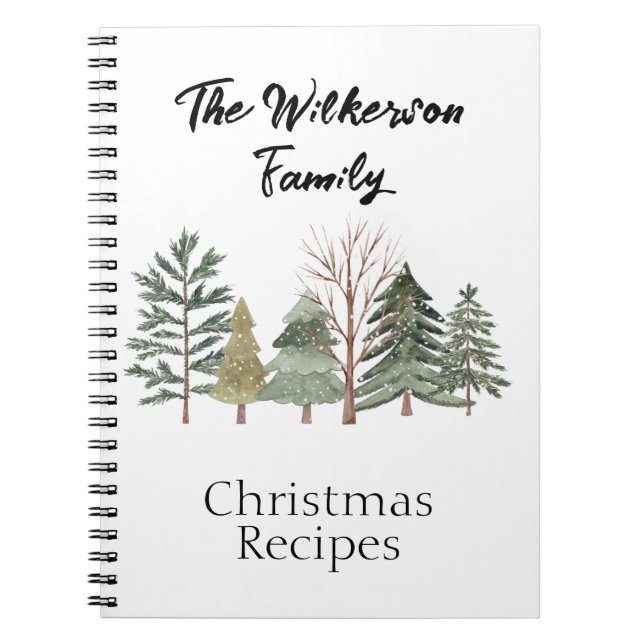 Caderno Espiral Árvores em Aquarela numa Floresta de Inverno (Frente)