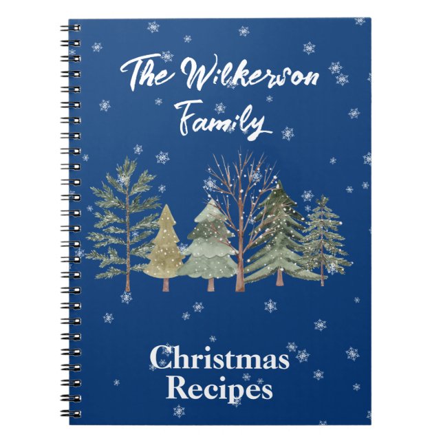 Caderno Espiral Árvores em Aquarela numa Floresta de Inverno Nevad (Frente)