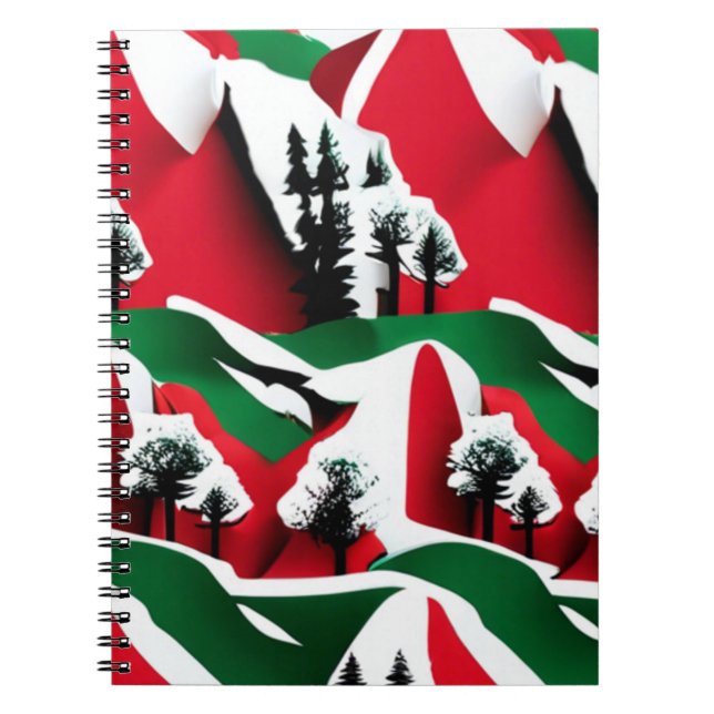 Caderno Espiral Árvores montanhas neve (Frente)