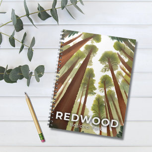 Caderno Espiral Árvores Redwood   Parque Nacional Aquarela Viagem