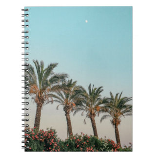 CADERNO ESPIRAL ÁRVORES VERDE PALM SOB PELE AZUL