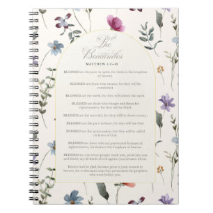 Caderno Espiral As Bem-Aventuranças Mateus 5:3–12 Escritura Floral