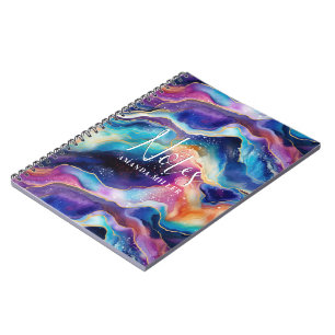 Caderno Espiral As cores estéticas do arco-íris agitam a textura d